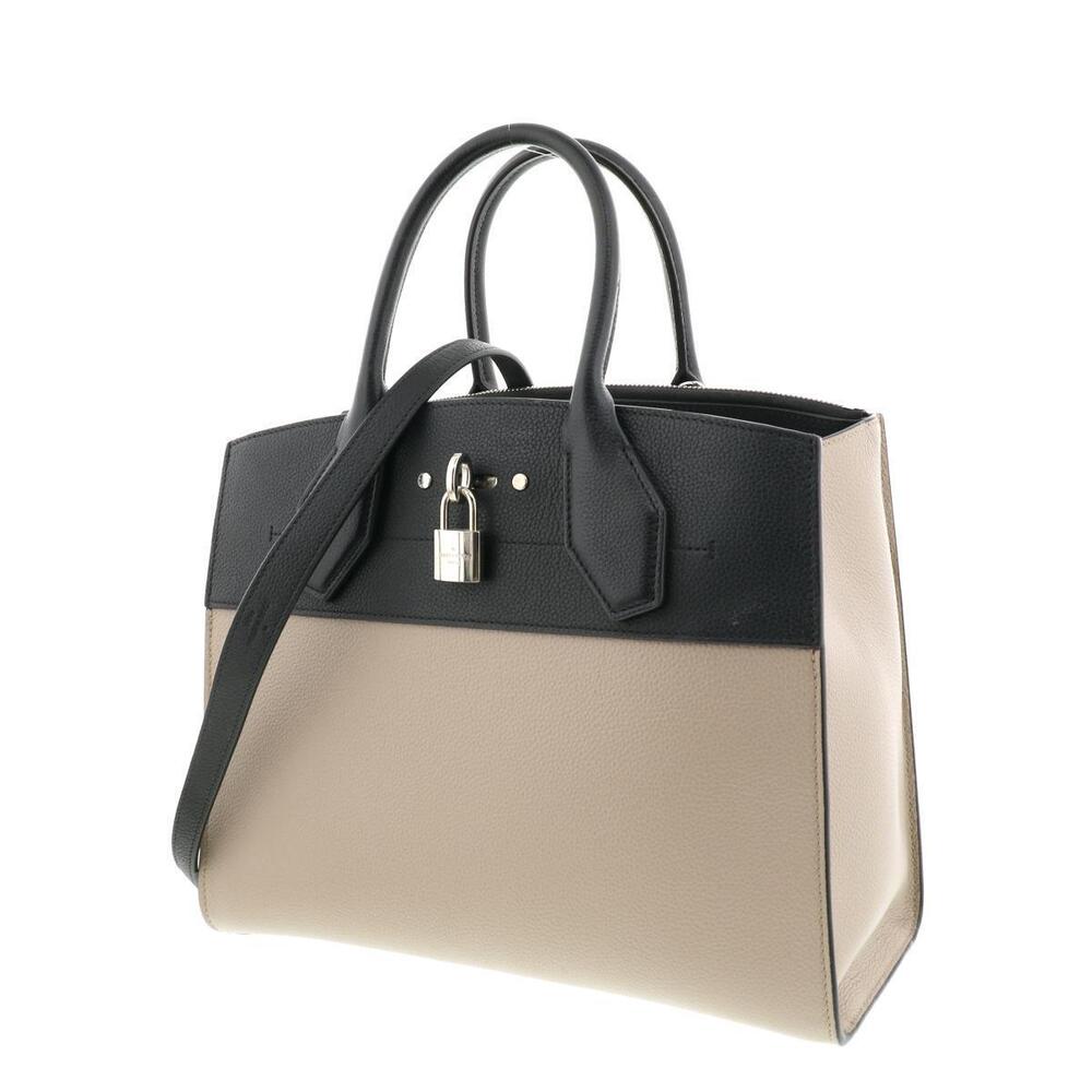 LOUIS VUITTON City Steamer Bag Handbag Taurillon Noir Black Beige - Picture 2 of 6
